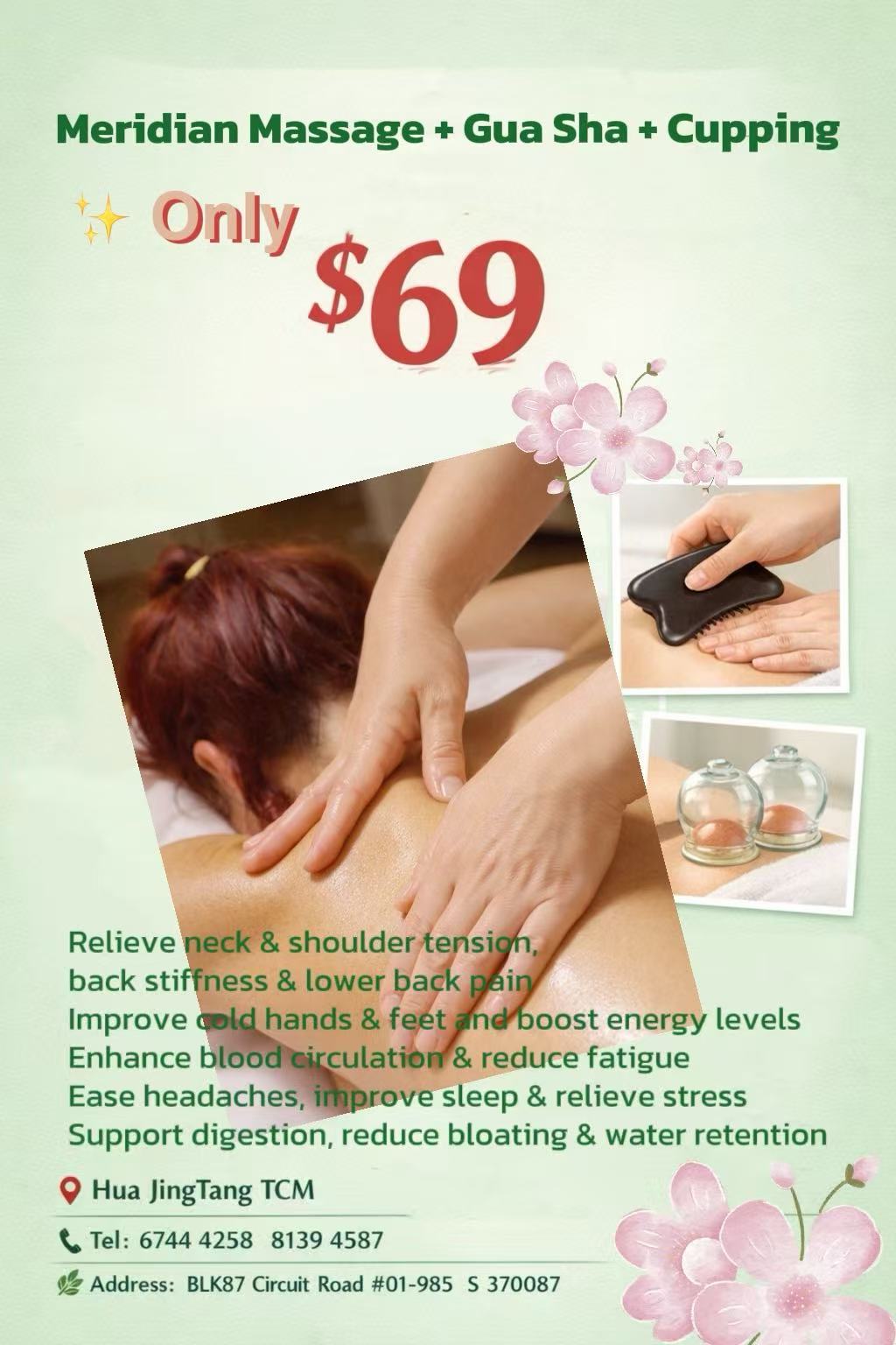 3-in-1 TCM Therapy in Singapore – Tuina Massage, Gua Sha & Cupping Only $69